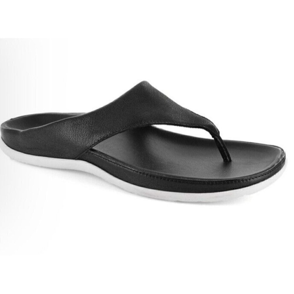 Strive Maui Black Leather Sandals‎ Size 9 New